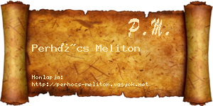 Perhócs Meliton névjegykártya